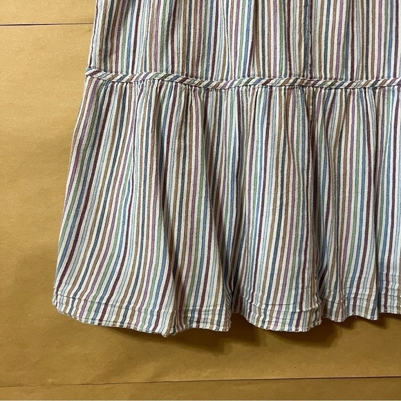 Madewell | Striped Crewneck Button Front Tiered Mini Dress Popover Size S - Picture 9 of 14